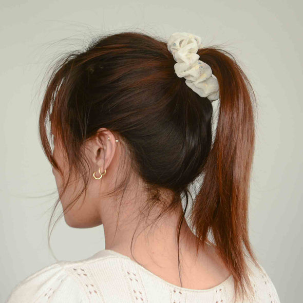 White Flower Scrunchie