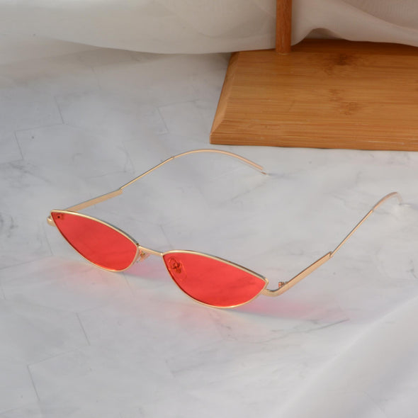 Red Retro Classic Oval Sunglasses