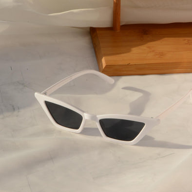 White Retro Rectangle Sunglasses