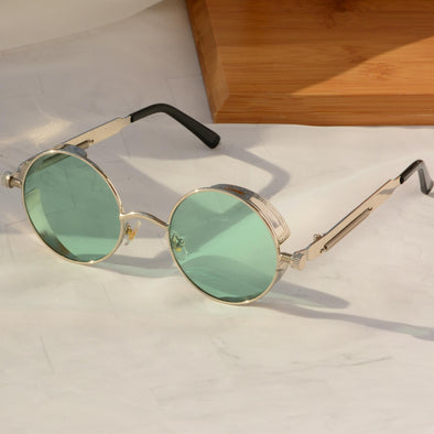 Green  Vintage Lennon Style Rounded Sunglasses