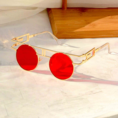 Red Vintage Aviator Style Sunglasses