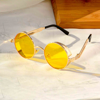 Yellow Vintage Lennon Style Rounded Sunglasses