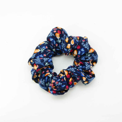 Navy Flora Scrunchie