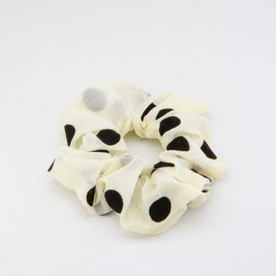 Cream Black Dot Scrunchie